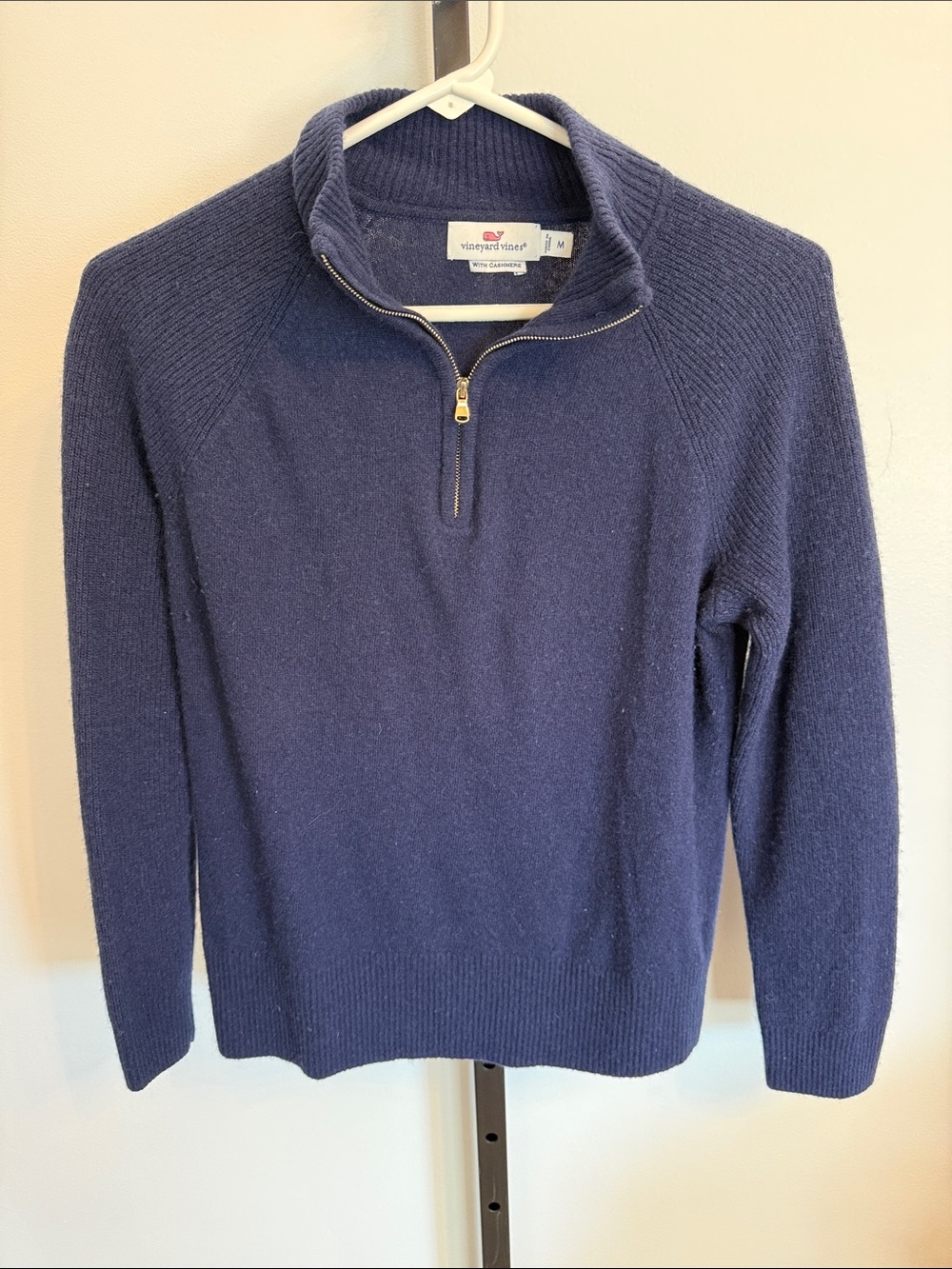 Vineyard Vines Men's Navy Cashmere Quarter-Zip Sweater Medium